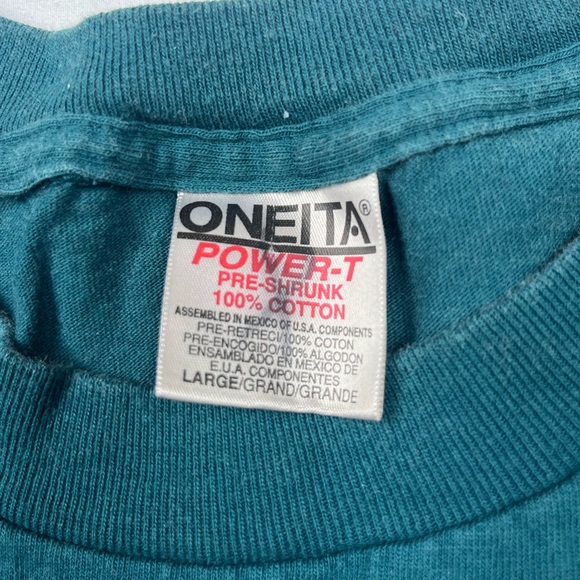 Vtg Boot Hill Saloon Mens T-Shirt Sz Large 90s Blue Green/Dark Teal Biker A7 - Picture 3 of 7